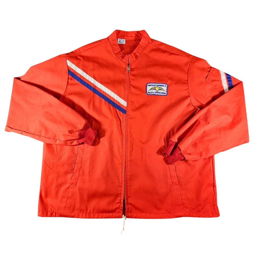 Vintage 70s/80s AOPA Pilot Jacket XL Red Flight Apparel Inc Member Windbreaker